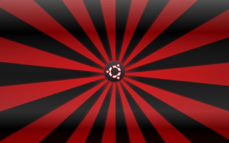 Ubuntu logo on red and black background