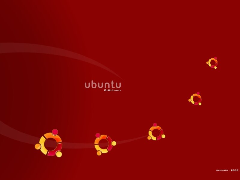Ubuntu Logo on Red Background — Minimalist, Digital Art, Text