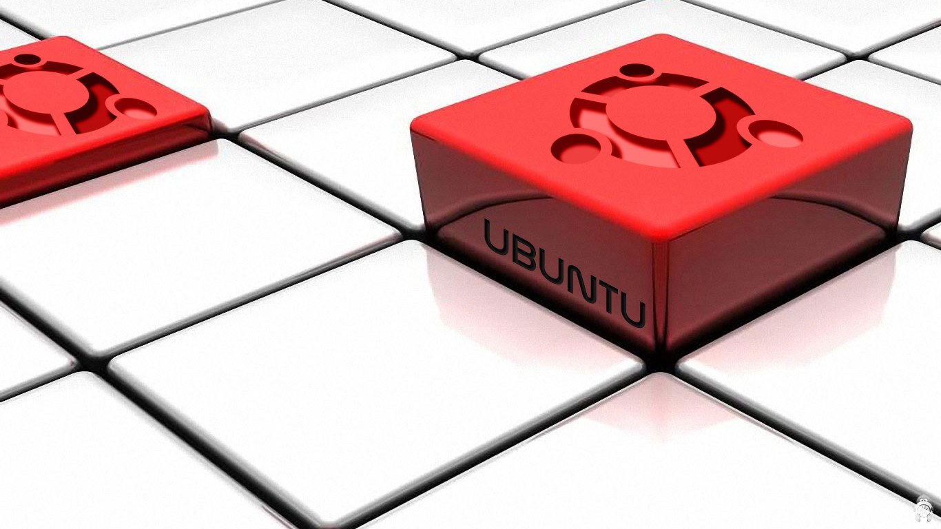 Ubuntu logo on red blocks