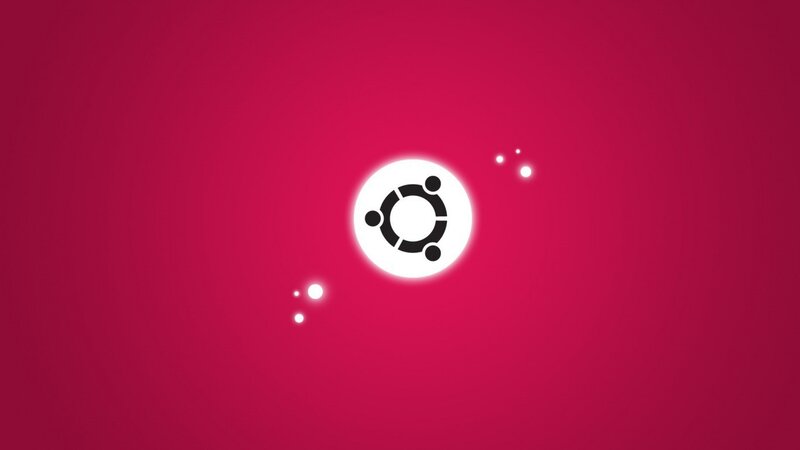 Ubuntu Logo on Red — Minimalist, Vector Art, Dots, White