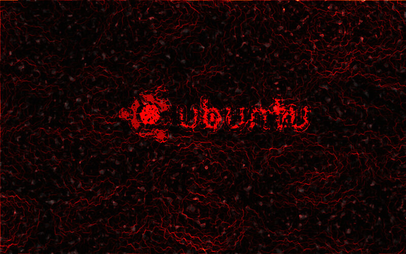 Ubuntu logo on red network background