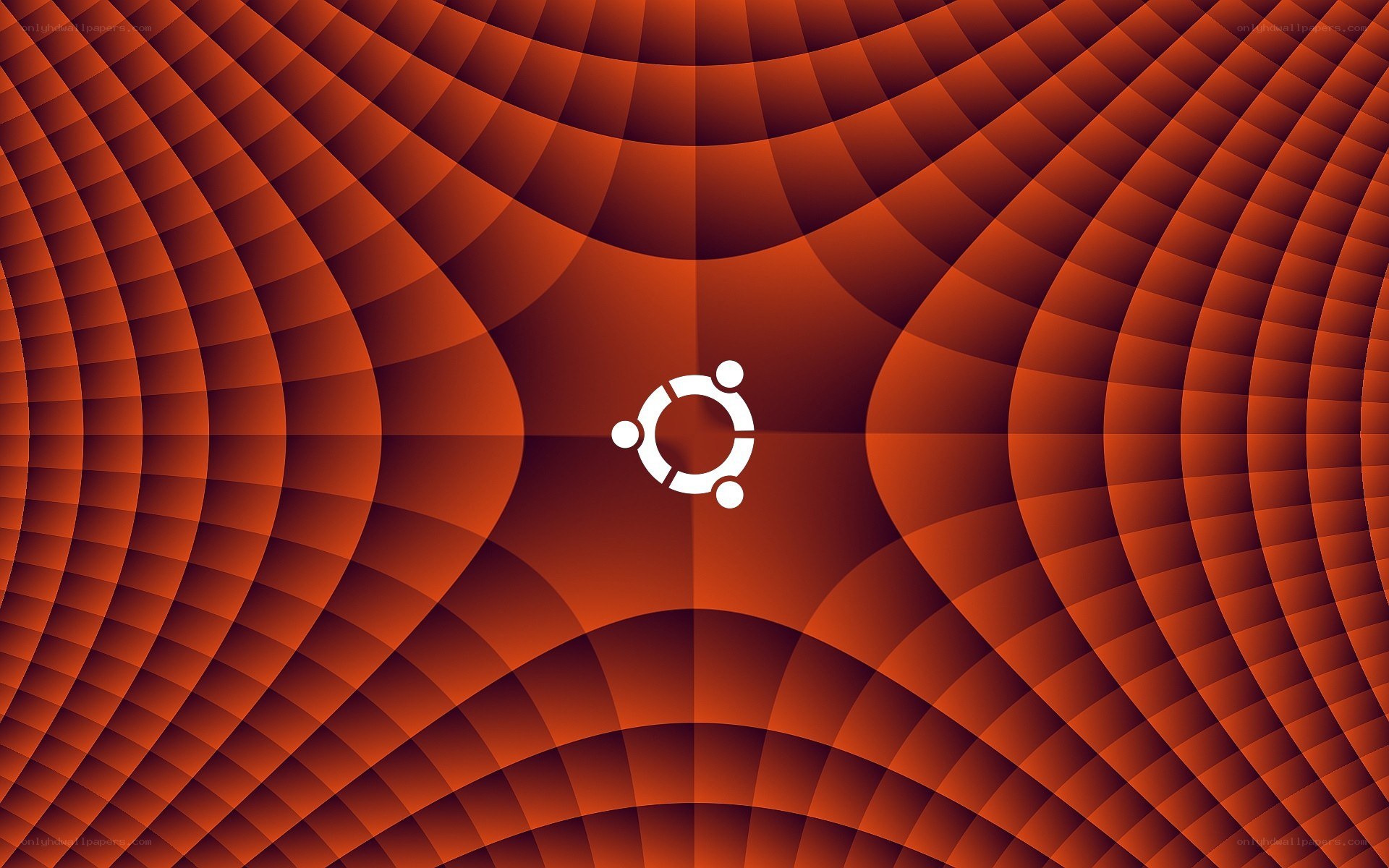 Ubuntu logo on red pattern