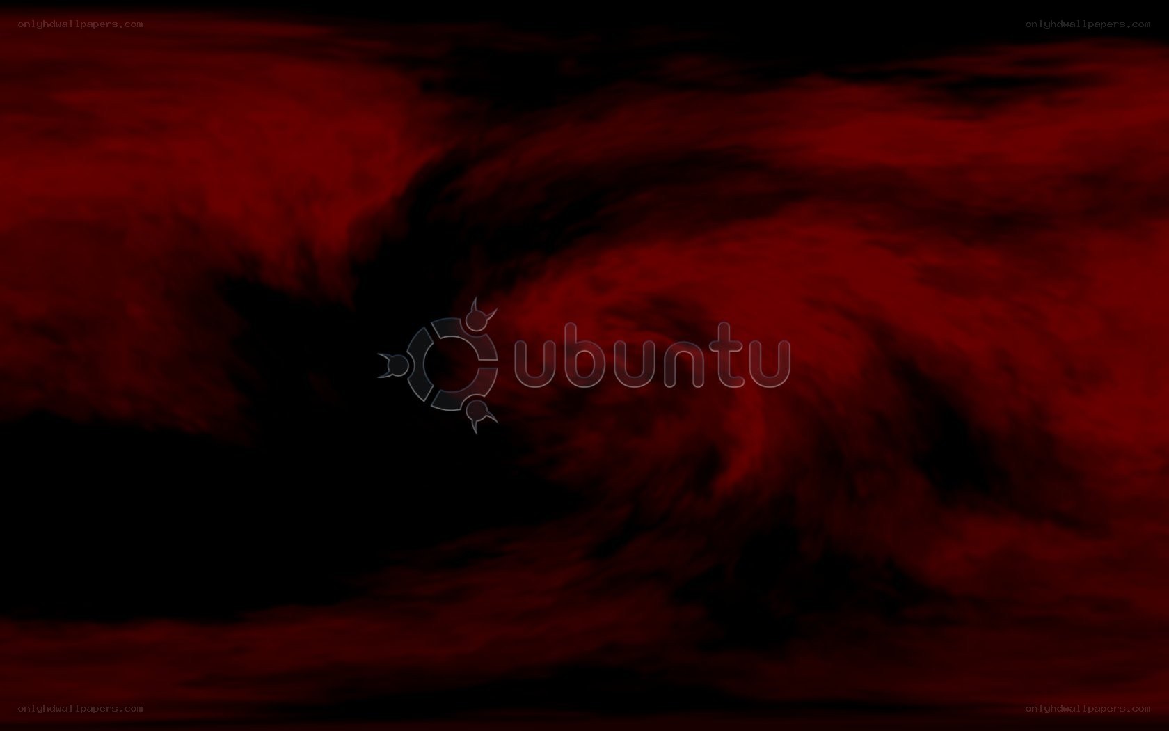 Ubuntu logo on red swirl