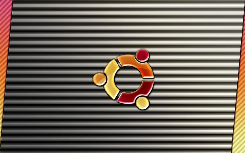 Ubuntu logo on striped background