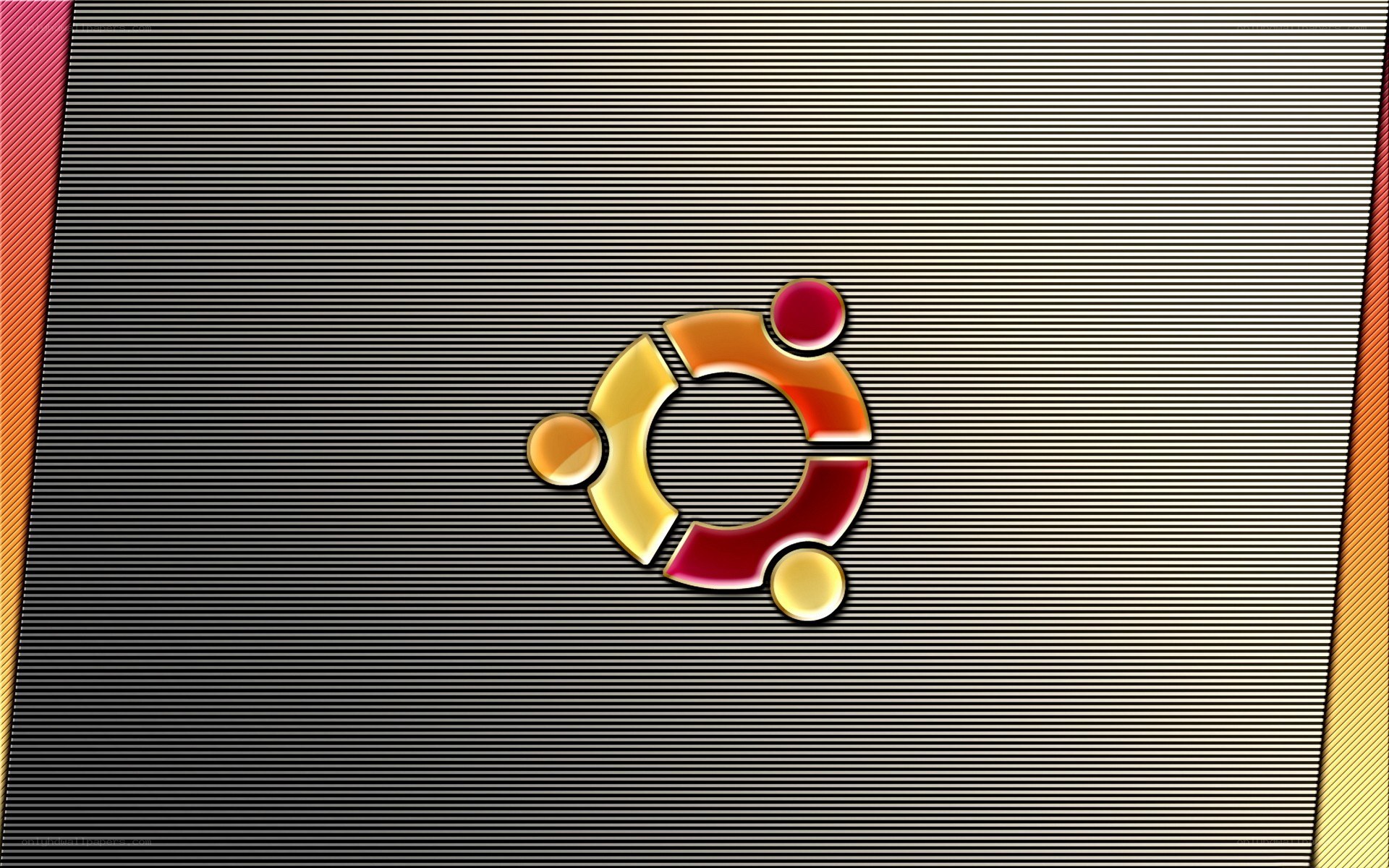 Ubuntu logo on striped background