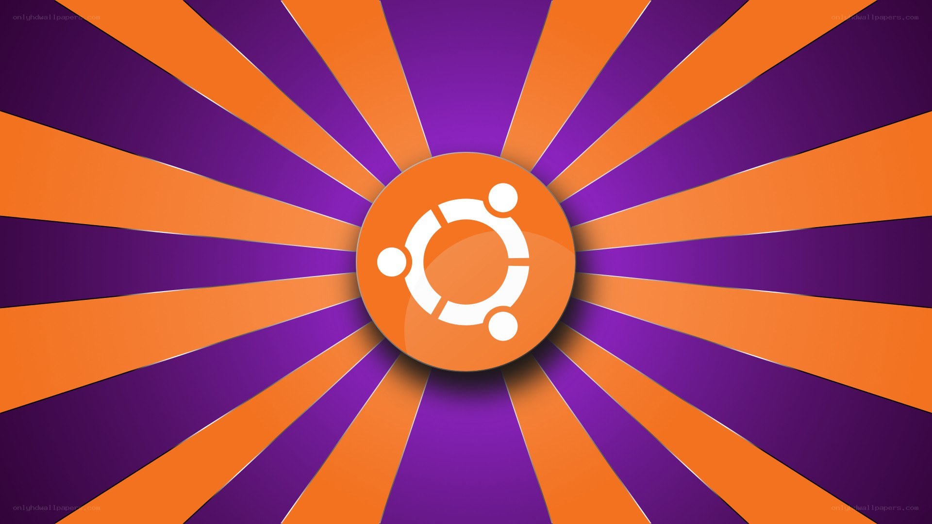 Ubuntu logo on sunburst background
