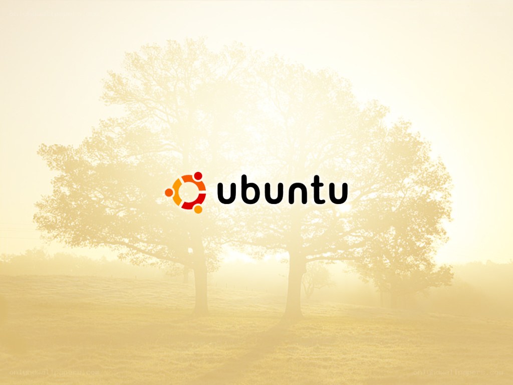 Ubuntu logo on sunrise background