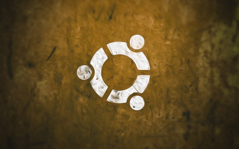 Ubuntu Logo on Textured Background — Brown