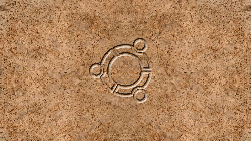 Ubuntu Logo on Textured Surface — Brown