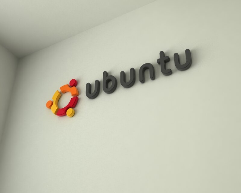 Ubuntu logo on wall