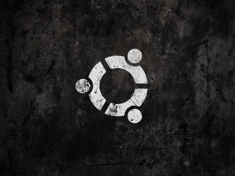 Ubuntu Logo on Wall — Black, Gritty, Digital Art