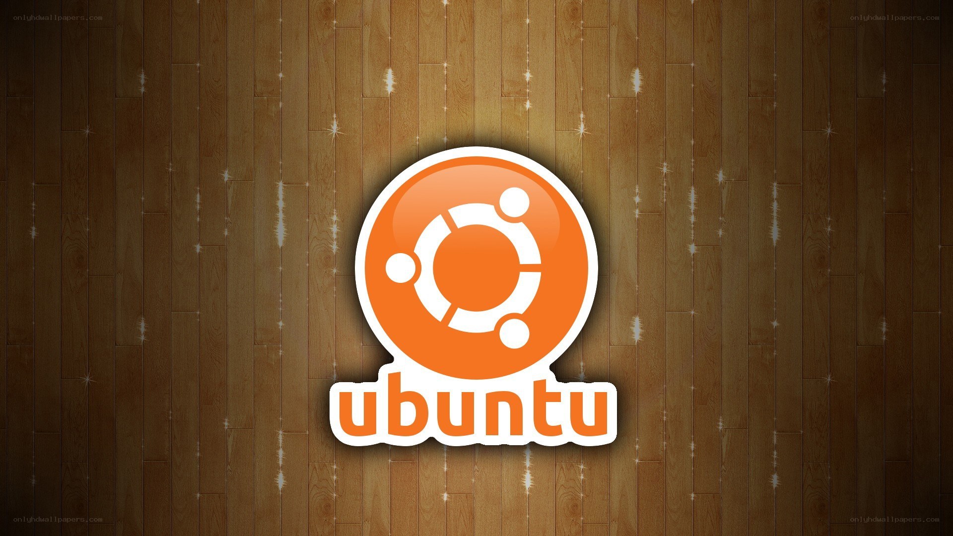 Ubuntu logo on wood background