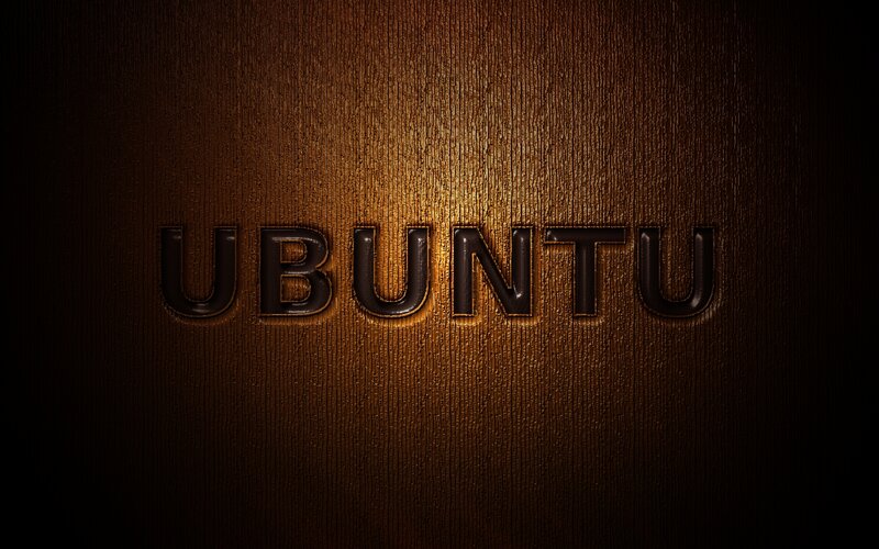 Ubuntu Logo on Wood — Brown, Dramatic
