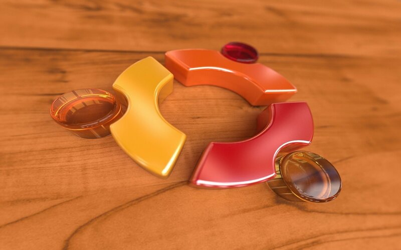 Ubuntu Logo on Wood — Brown, Neutral, 3d Render, Wood Surface