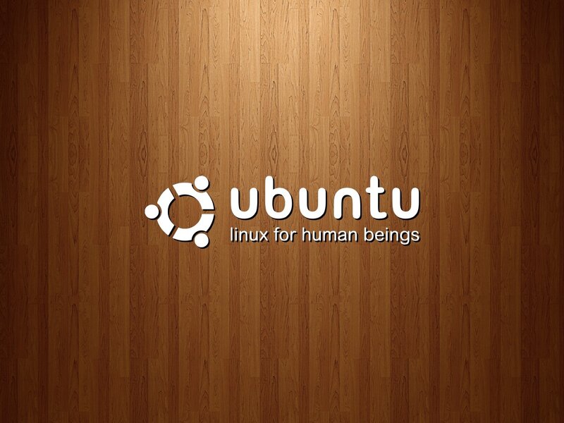 Ubuntu Logo on Wood — Brown, Neutral, Digital Art, Wood Texture
