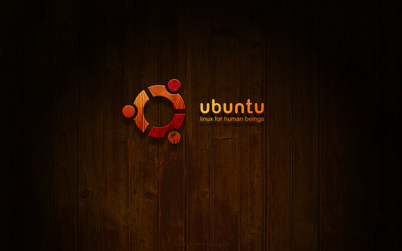 Ubuntu Logo on Wood — Brown