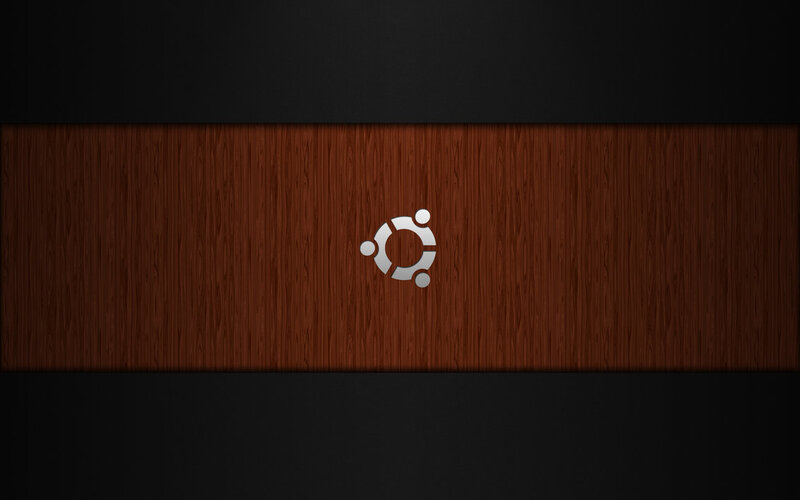 Ubuntu logo on wood texture
