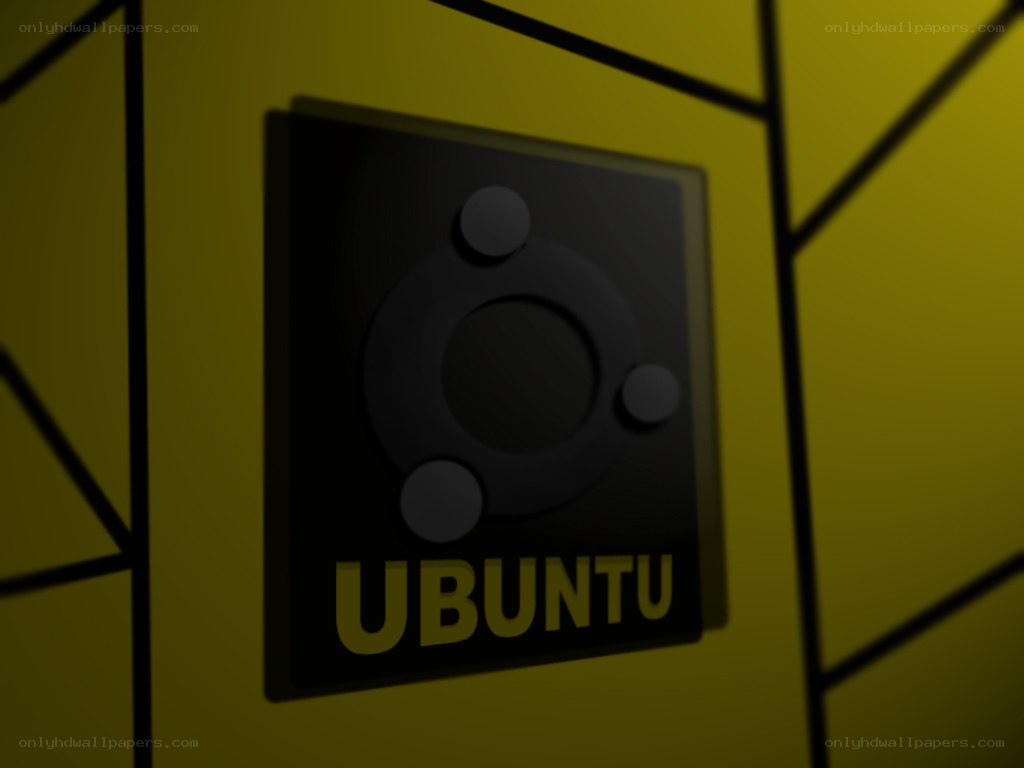 Ubuntu logo on yellow wall