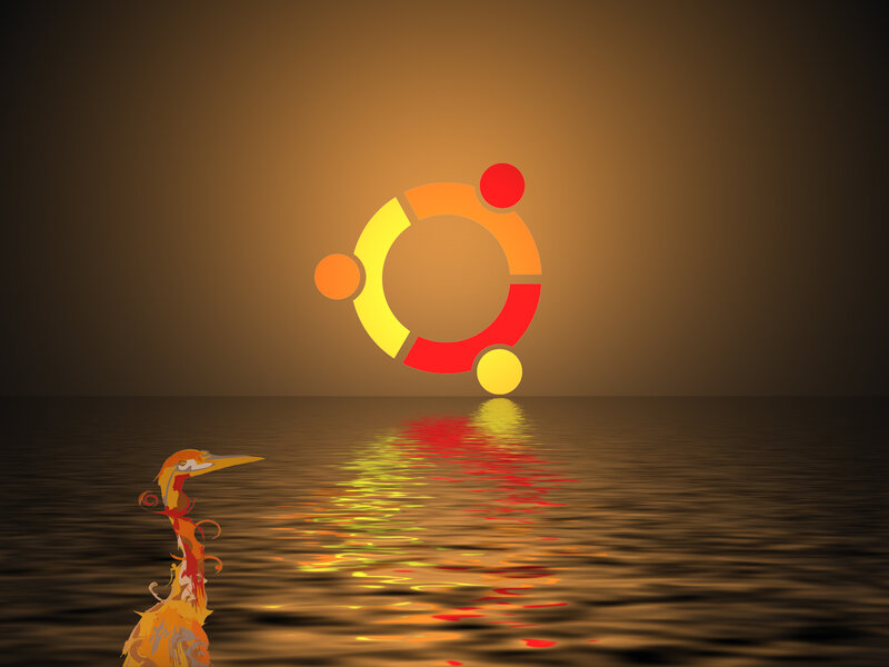 Ubuntu logo over water