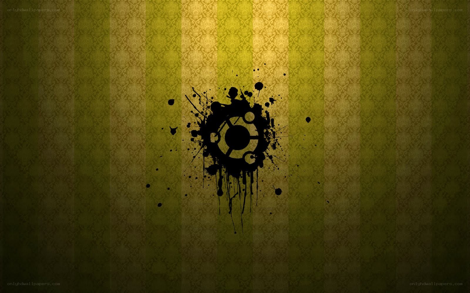 Ubuntu logo splatter on patterned background