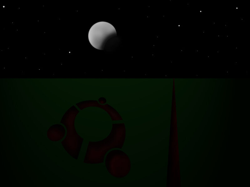 Ubuntu logo under moonlit sky
