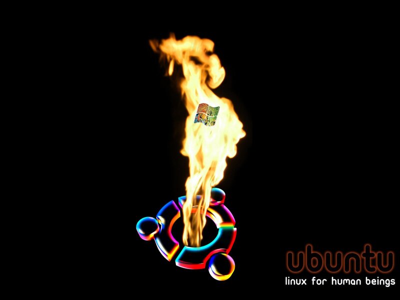 Ubuntu logo with fire