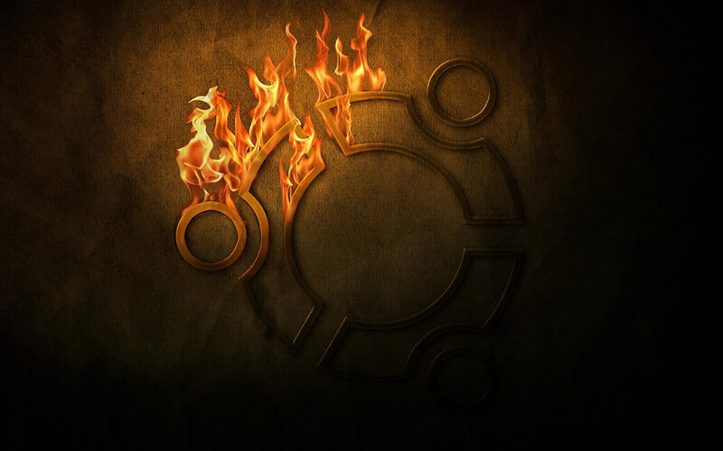Ubuntu logo with fire