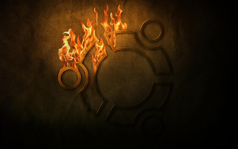 Ubuntu logo with flames
