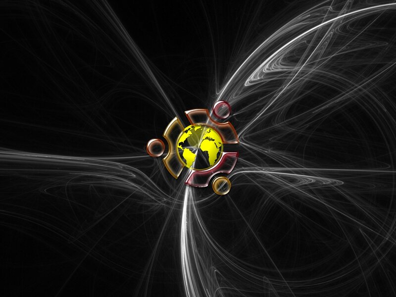 Ubuntu logo with fractal background