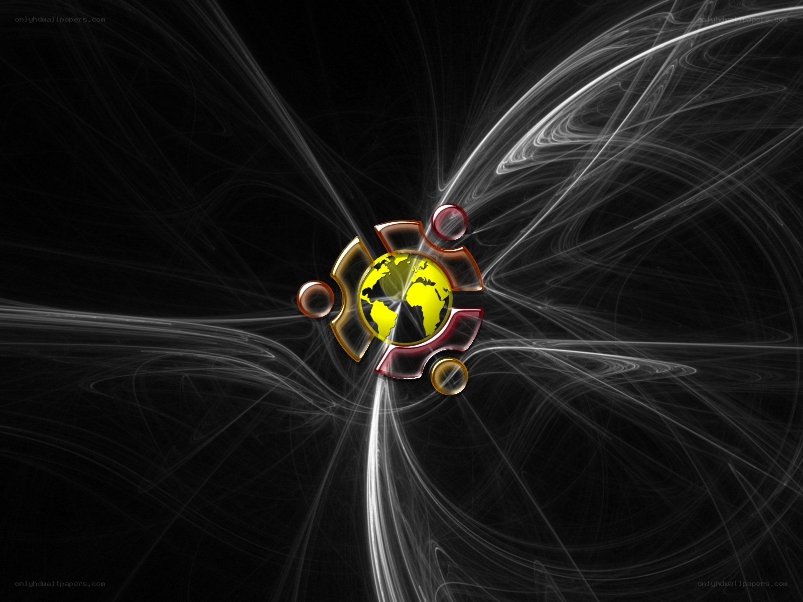 Ubuntu logo with fractal background
