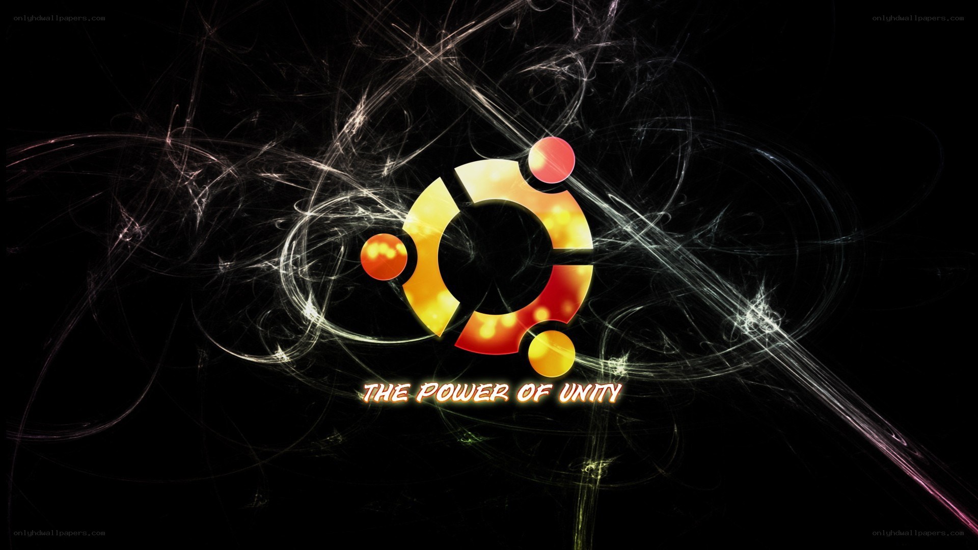 Ubuntu logo with fractal background