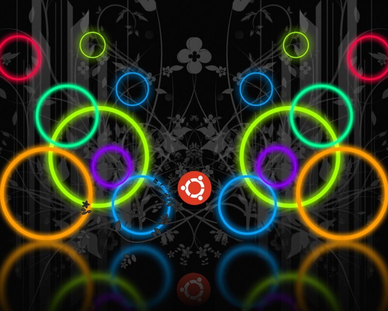Ubuntu logo with neon circles
