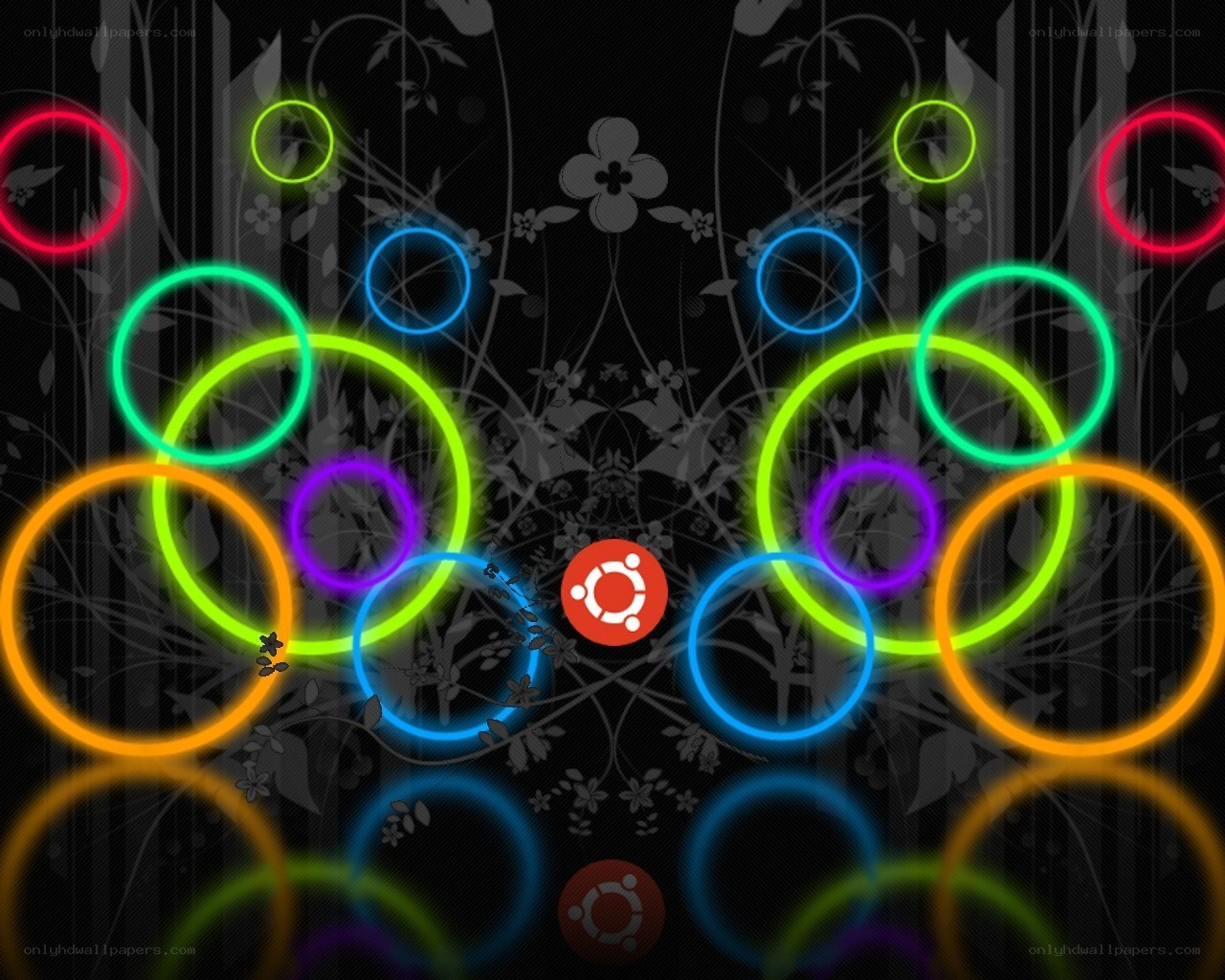 Ubuntu logo with neon circles