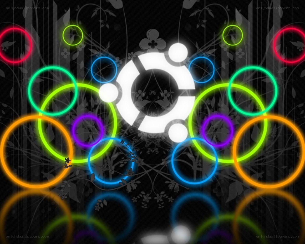 Ubuntu logo with neon circles