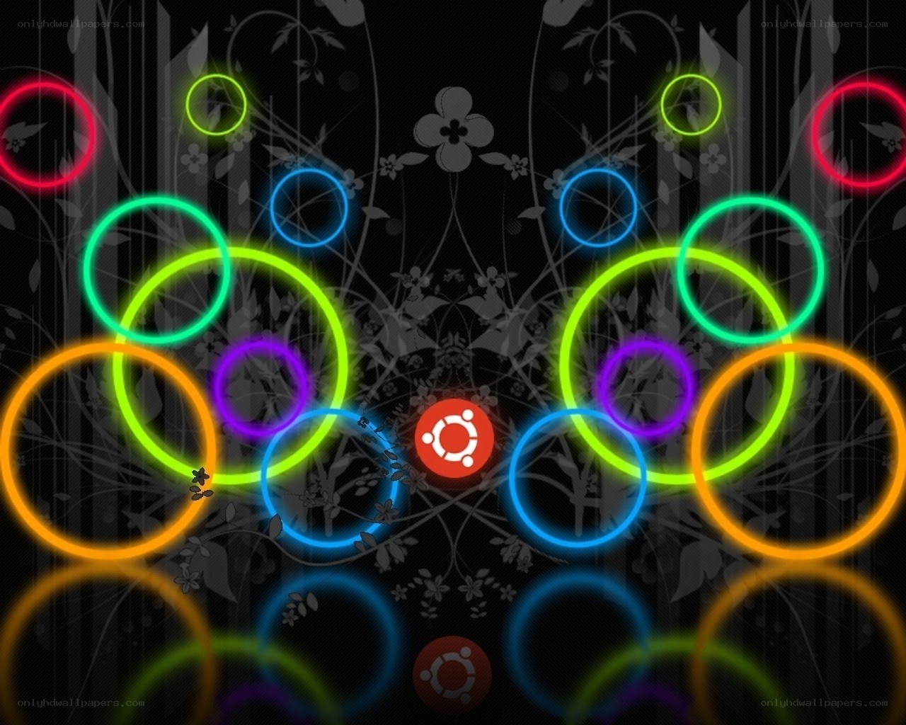 Ubuntu logo with neon circles