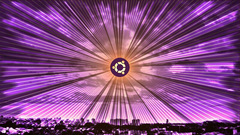 Ubuntu logo with purple rays