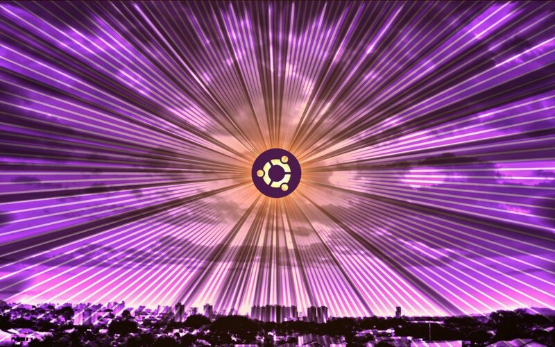 Ubuntu logo with purple rays