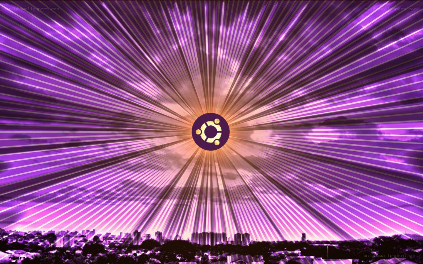 Ubuntu logo with purple rays