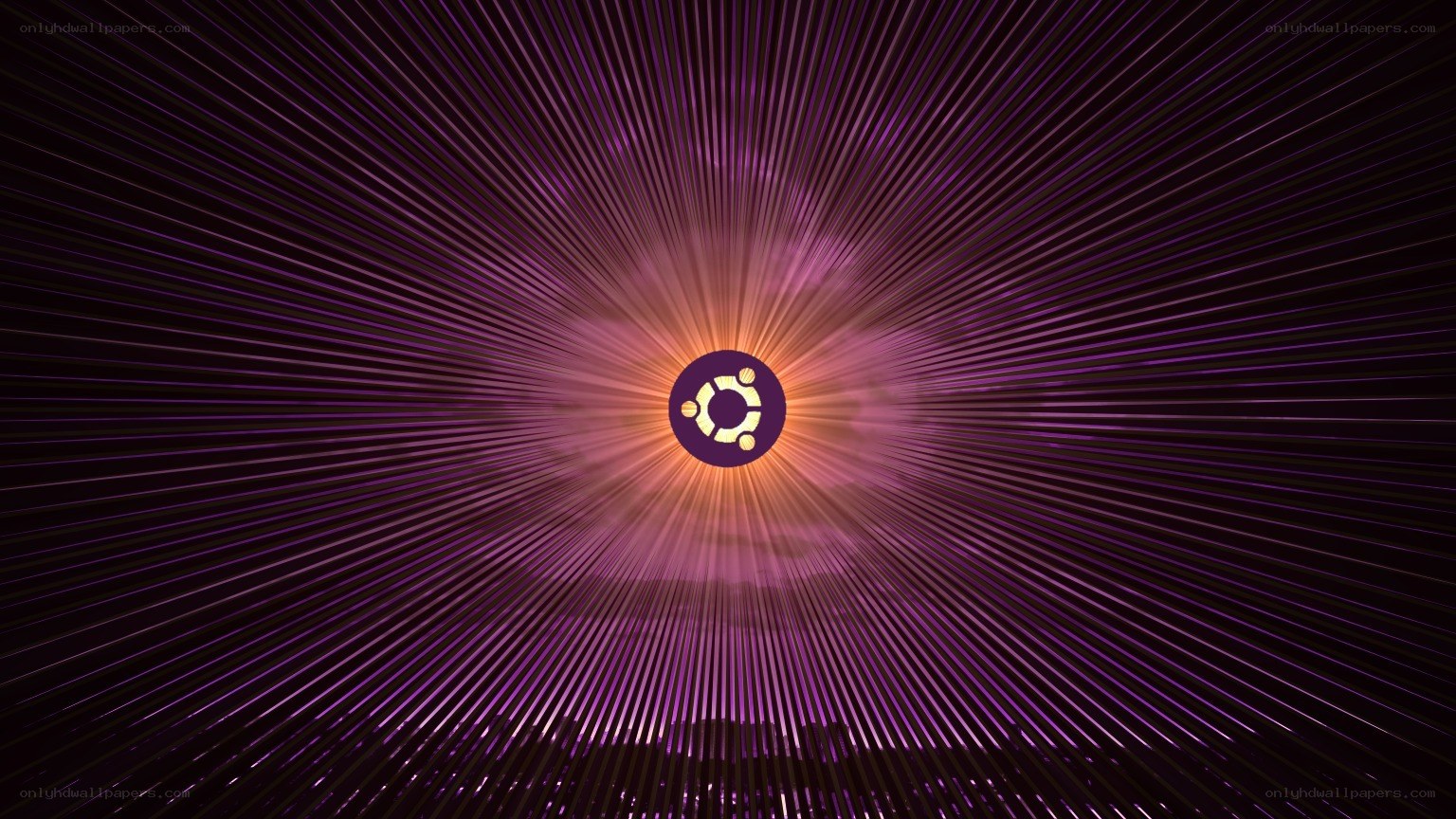 Ubuntu logo with radiant purple light