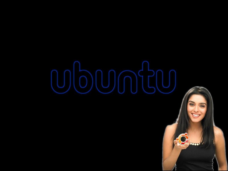 Ubuntu logo with woman holding icon