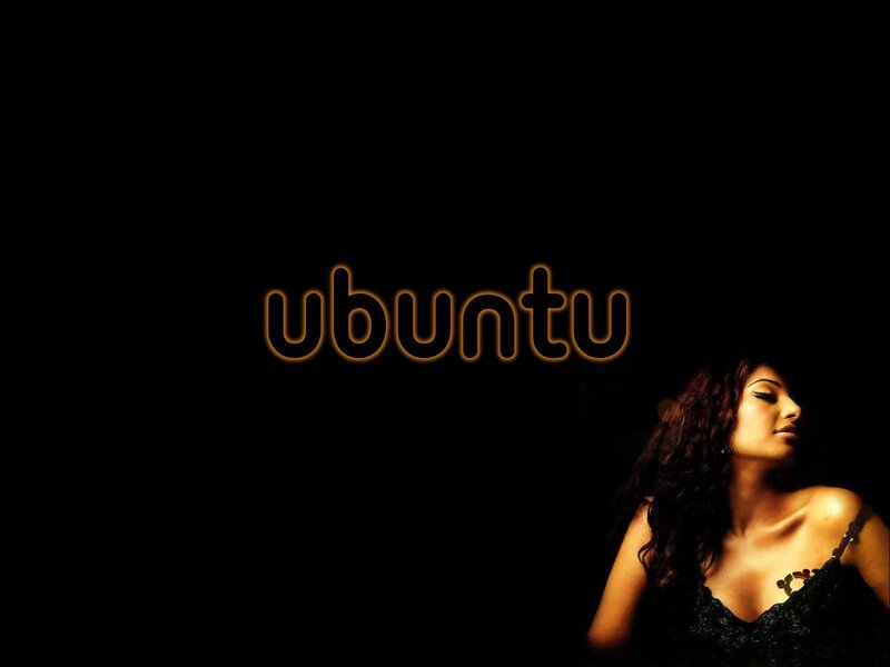Ubuntu logo with woman in dark setting
