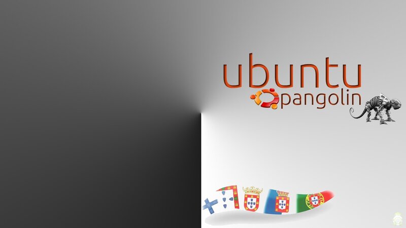 Ubuntu Pangolin logo and flags