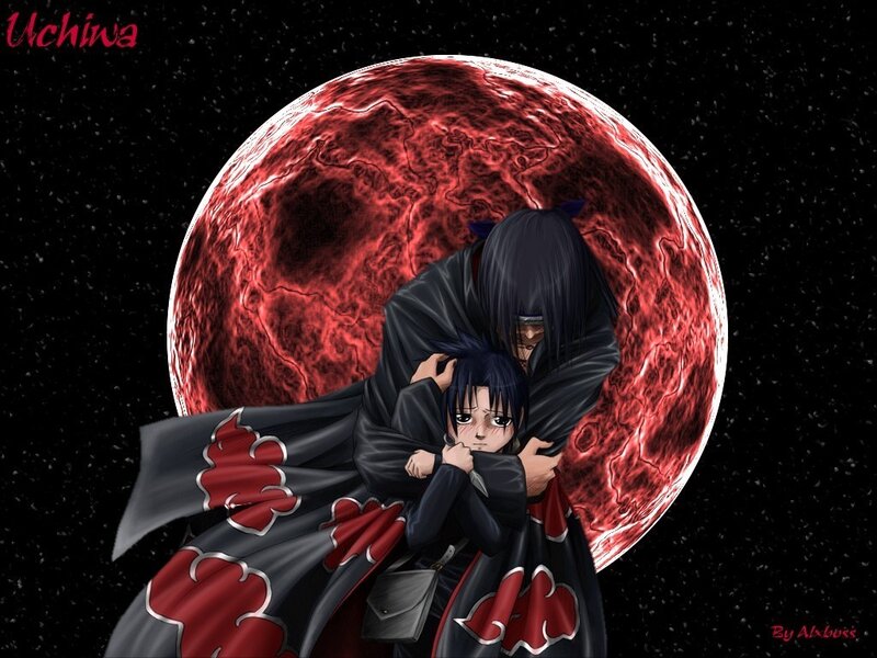 Uchiha characters under red moon