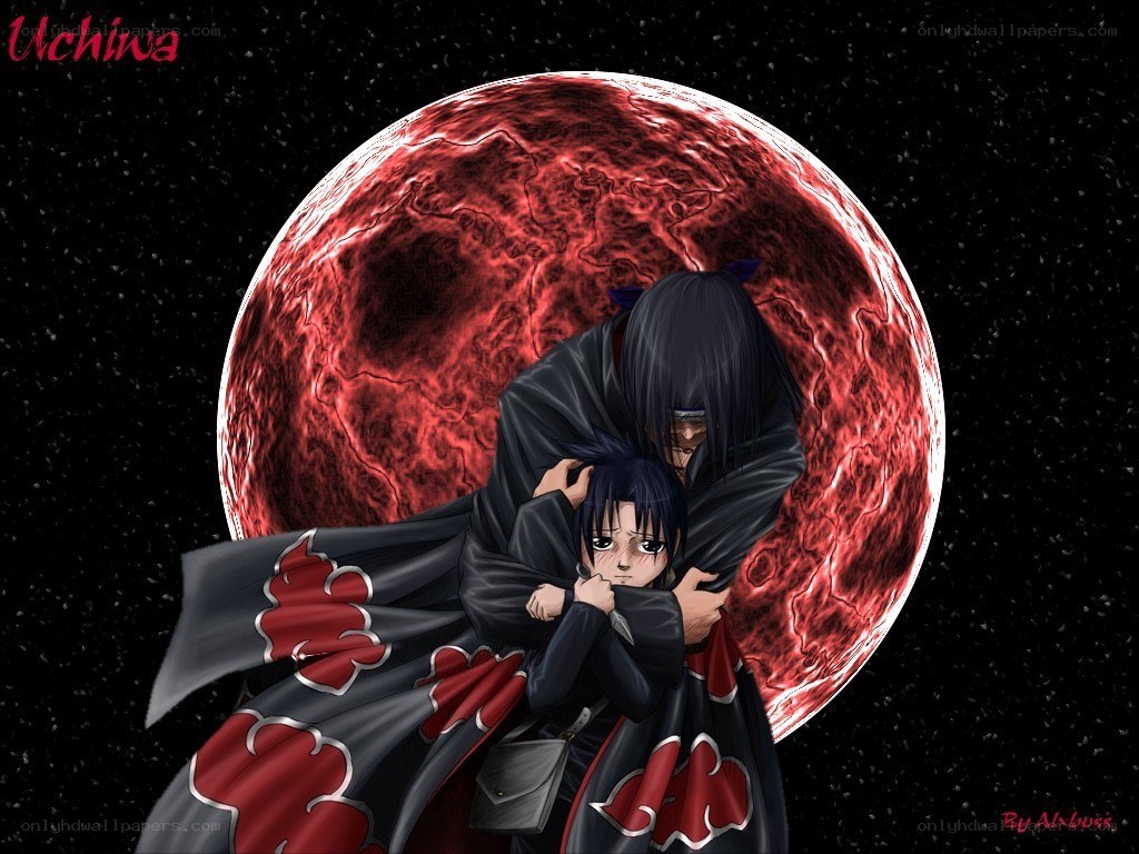 Uchiha characters under red moon