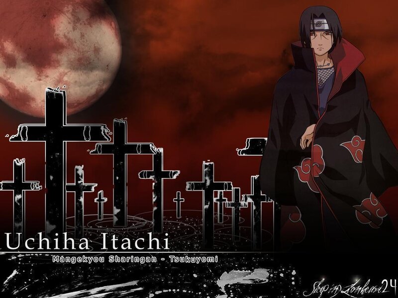 Uchiha Itachi Character — Red, Dramatic, Night