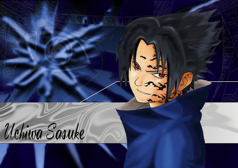 Uchiha Sasuke Character — Blue, Dramatic, Anime, Red Eyes