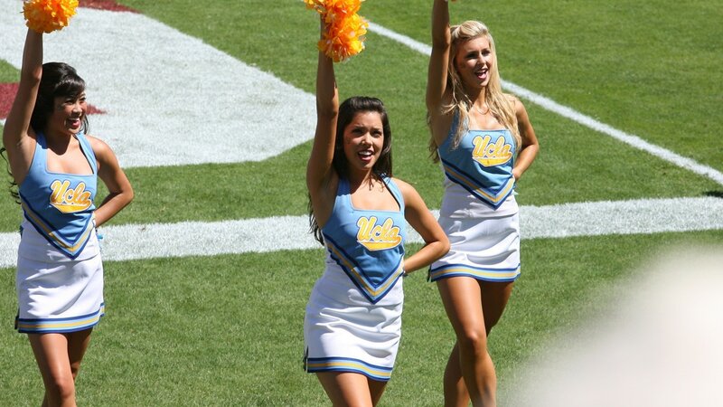 UCLA cheerleaders on field