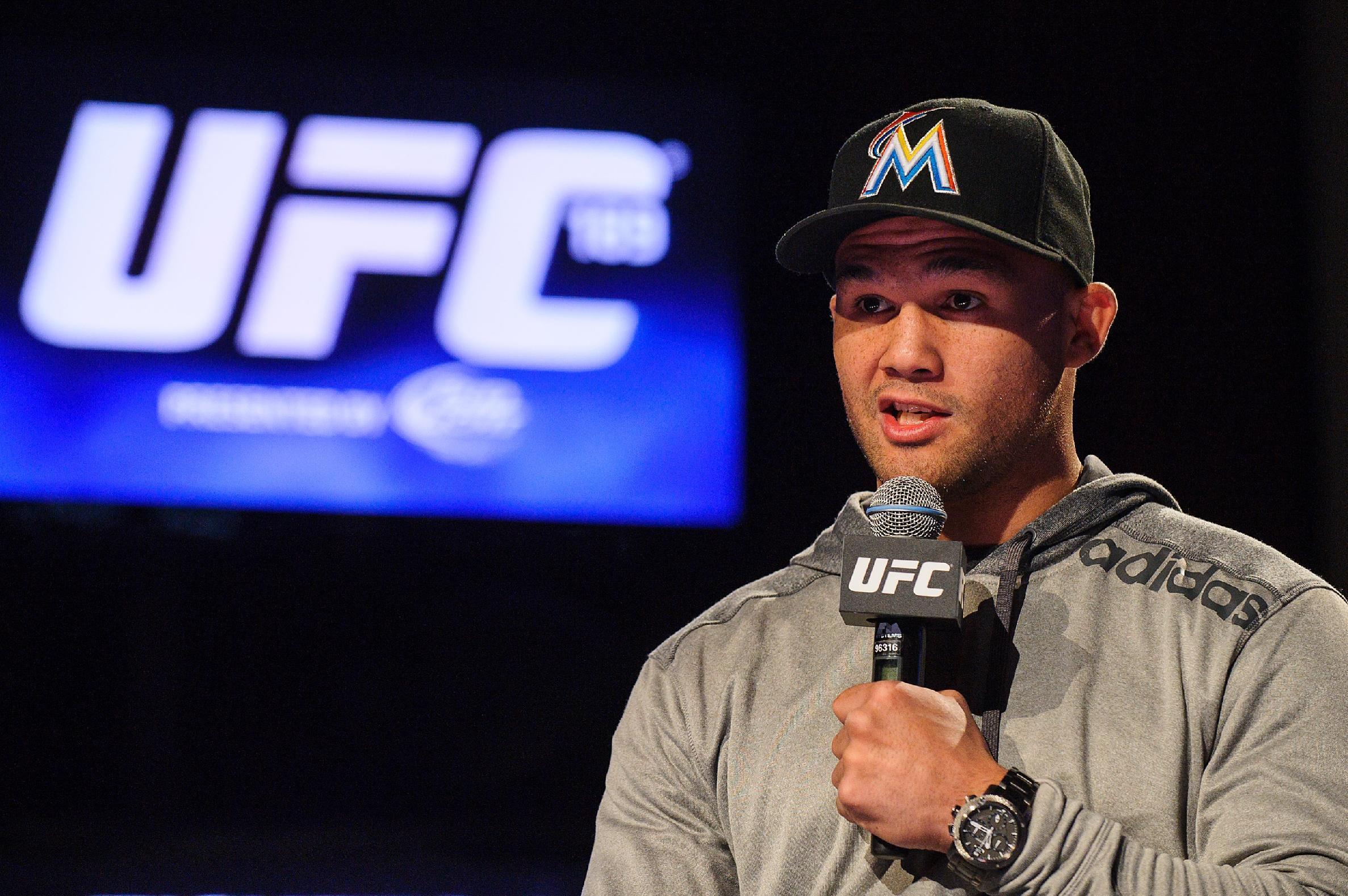 UFC fighter speaking at event