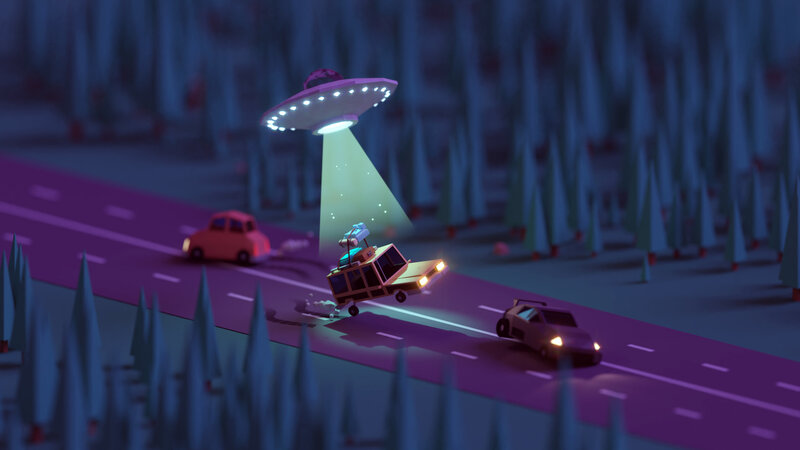 UFO Abducting Car