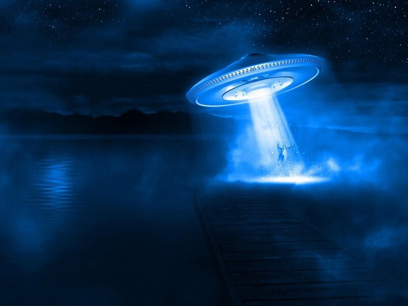 Ufo Abducting Person — Blue, Dramatic